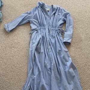 Universal Thread Blue & White Striped Button-Front Maxi Dress